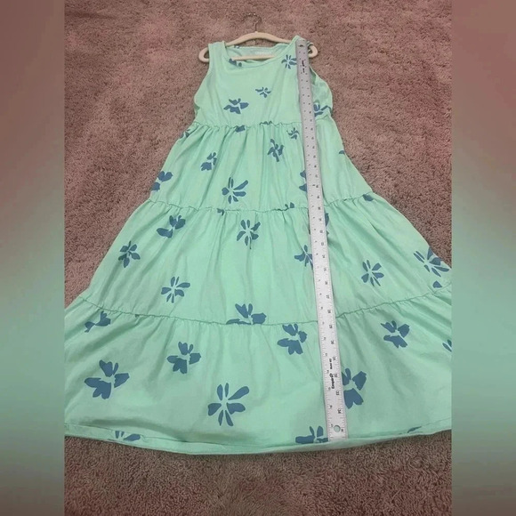 Unacoo long tiered maxi dress sleeveless girls xl green with blue flowers - Picture 13 of 14